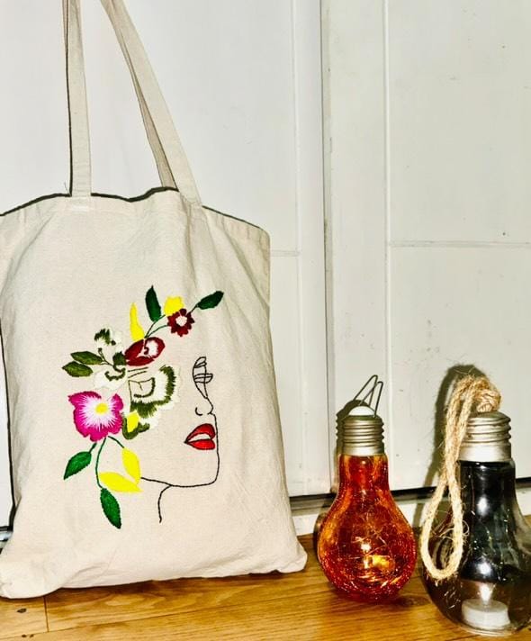 Custom minimalist embroidered bag